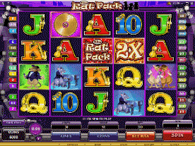 THE RAT PACK, a new 5 reel, 30 pay-line video slot now playing at JackpotCity Casino, adds a cool, swinging musical soundtrack to the reward opportunities of a exciting game packed with two Wilds, a free spin-generating Scatter and a new nudge-down feature.