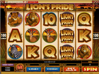 The King of the Jungle is featured in all his splendor in Villento Casino latest new 5 reel 100 pay-line video slot, LION'S PRIDE.